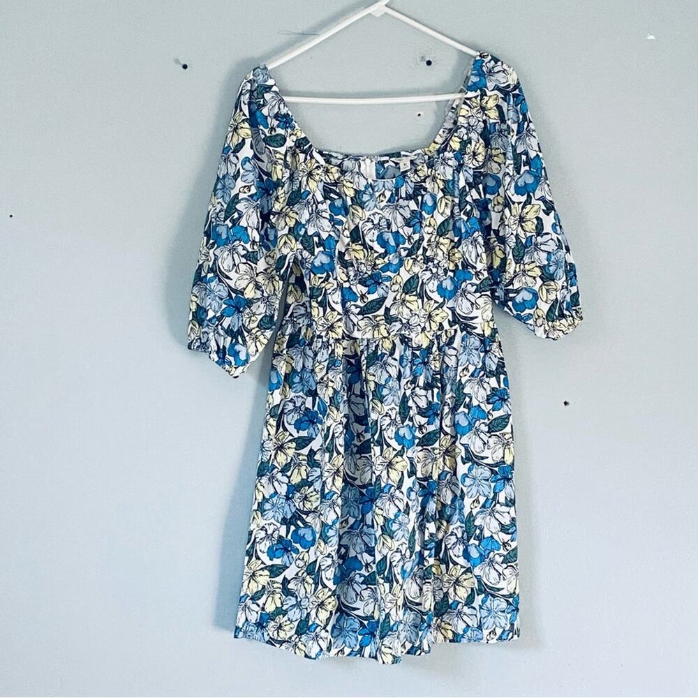 Cato Est. 1946 Sundress 10 Blue and White Puff Sleeve Mini Spring Summer Preppy